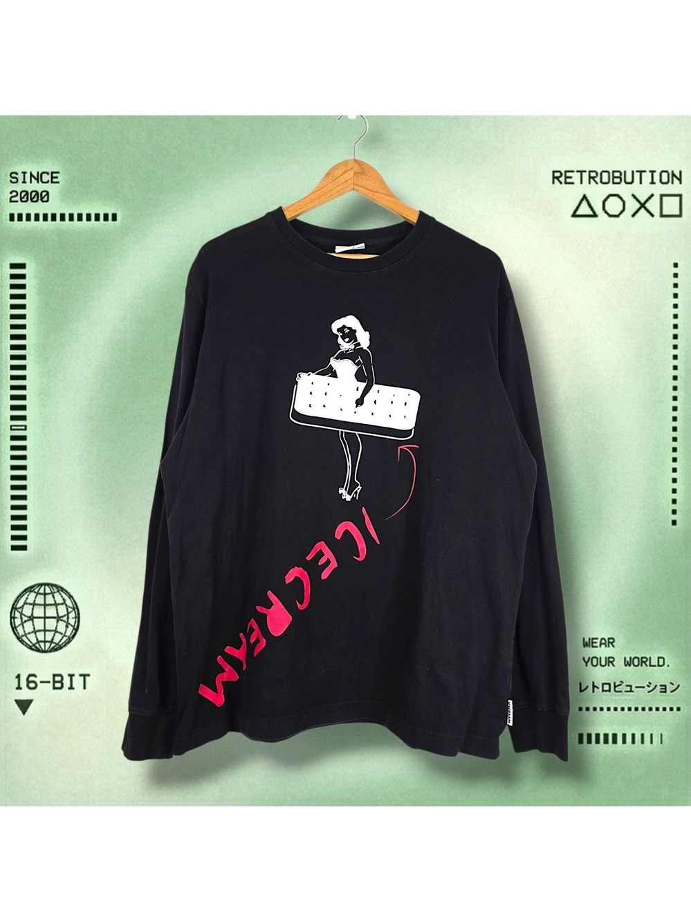 Y2K Billionaire Boys Club Icecream Girl Long Sleeve Shirt Black Size XL